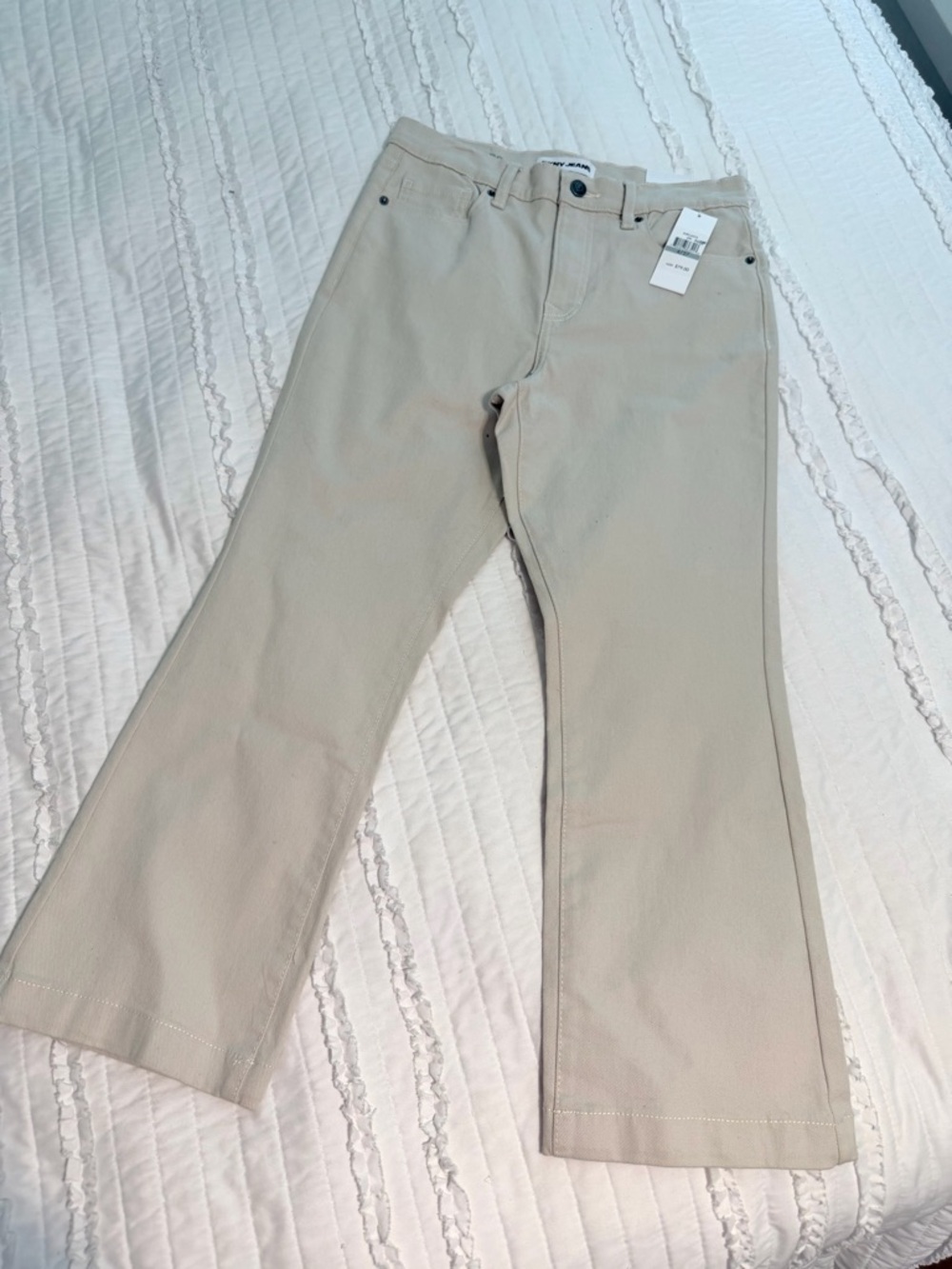 DKNY Jeans Women's Williamsburg High Rise Flare Crop Size 4/27 NWT Tan beige